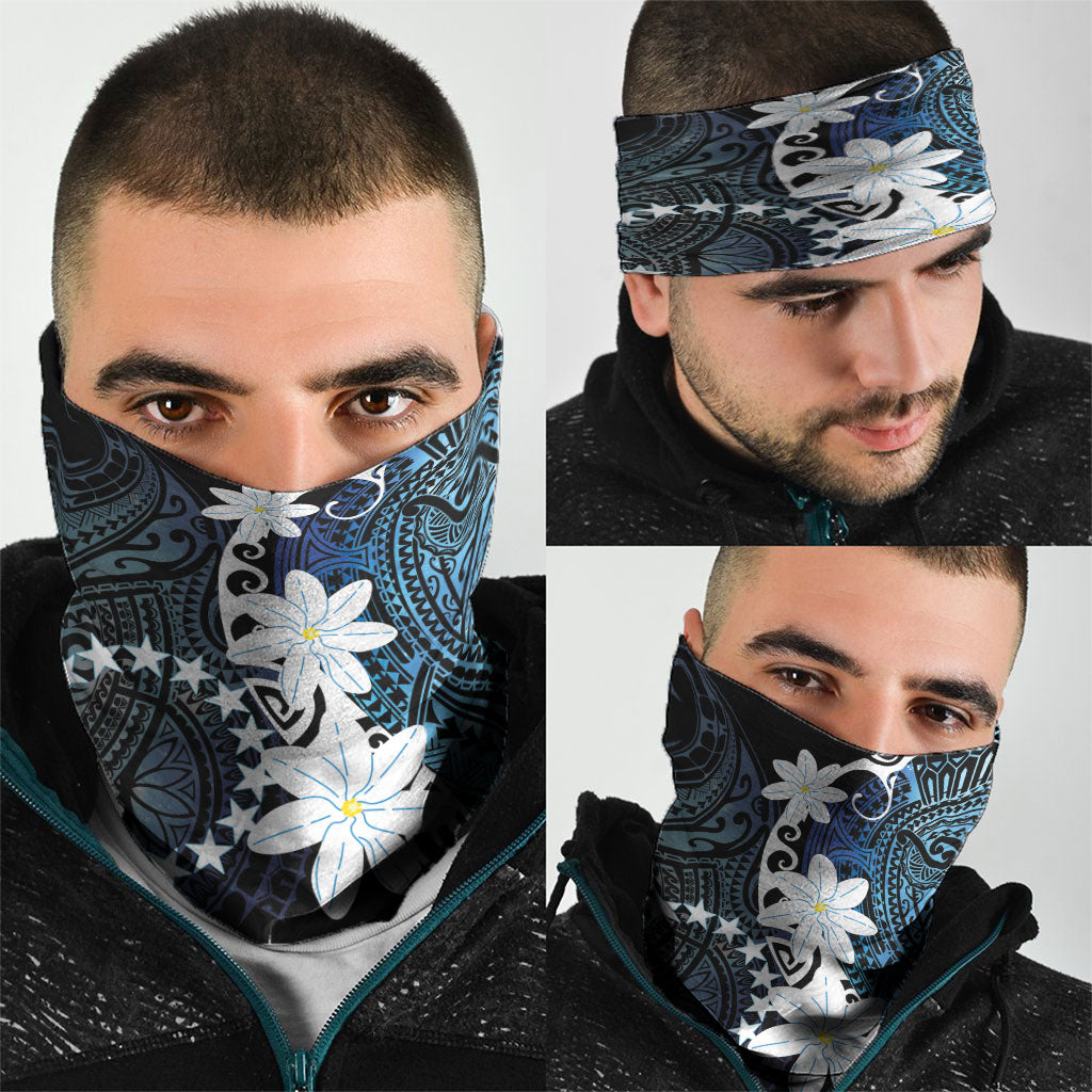 Cook Islands Maori Language Week Neck Gaiter Tiare Maori Kuki Airani Blue Pattern LT22 - Polynesian Pride