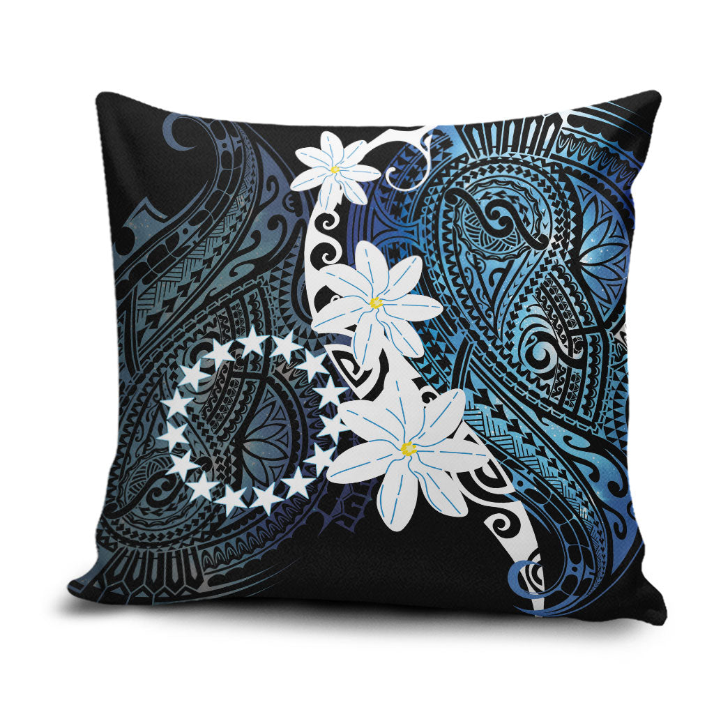 Cook Islands Maori Language Week Pillow Cover Tiare Maori Kuki Airani Blue Pattern LT22 Blue - Polynesian Pride