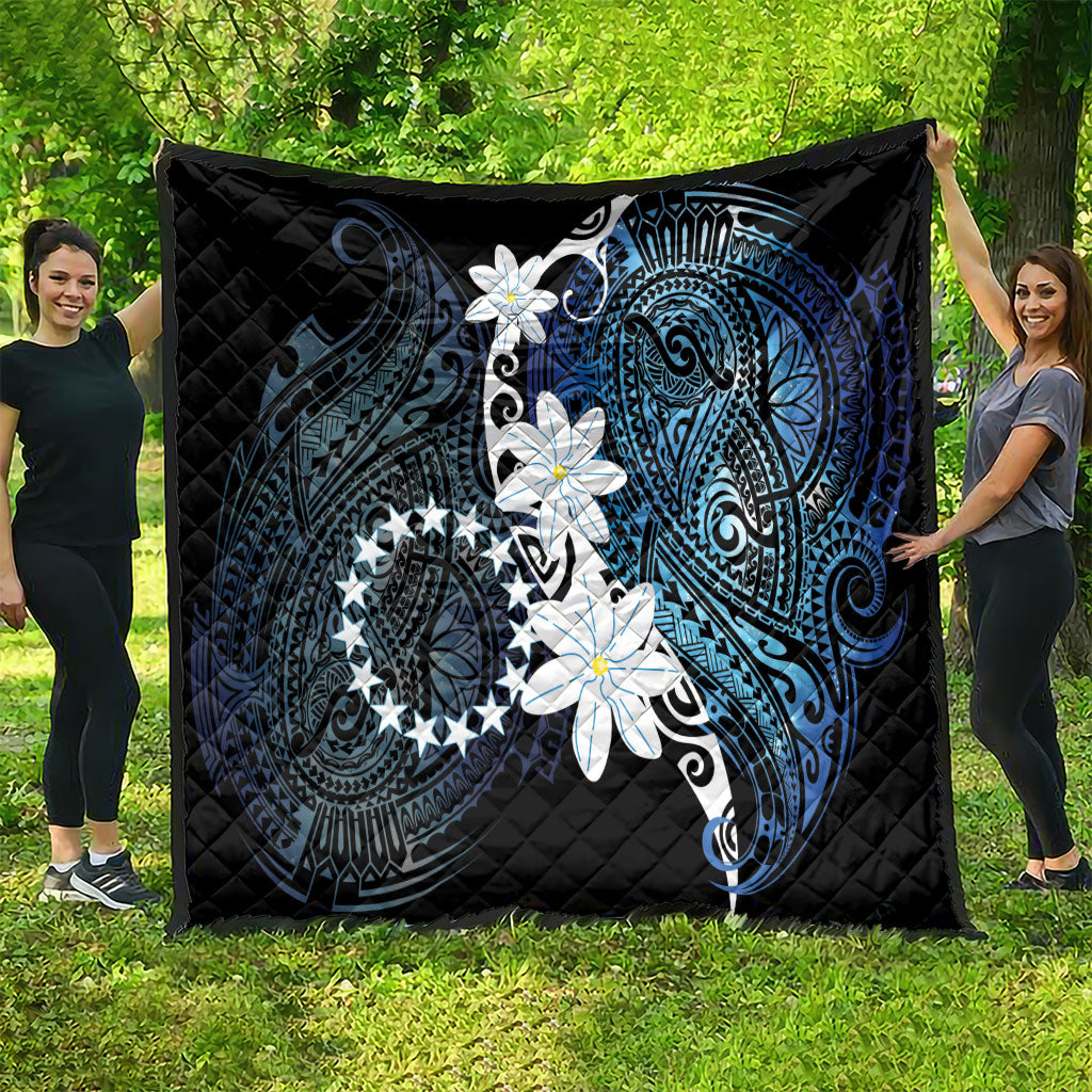Cook Islands Maori Language Week Quilt Tiare Maori Kuki Airani Blue Pattern LT22 - Polynesian Pride