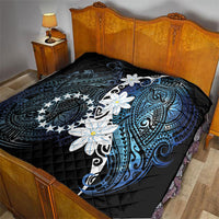 Cook Islands Maori Language Week Quilt Tiare Maori Kuki Airani Blue Pattern LT22 - Polynesian Pride