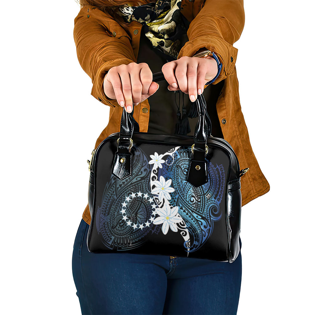 Cook Islands Maori Language Week Shoulder Handbag Tiare Maori Kuki Airani Blue Pattern LT22 One Size Blue - Polynesian Pride