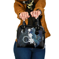 Cook Islands Maori Language Week Shoulder Handbag Tiare Maori Kuki Airani Blue Pattern LT22 One Size Blue - Polynesian Pride