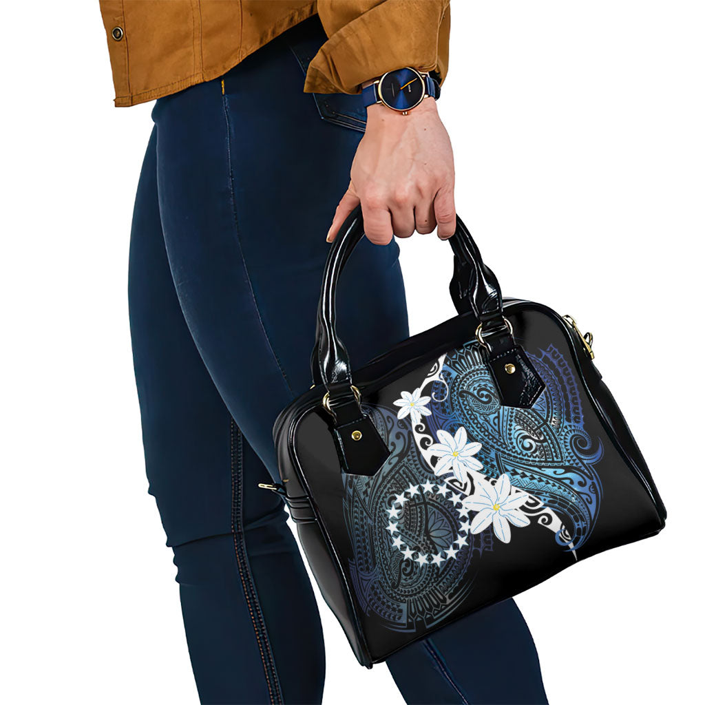 Cook Islands Maori Language Week Shoulder Handbag Tiare Maori Kuki Airani Blue Pattern LT22 - Polynesian Pride