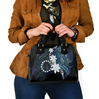 Cook Islands Maori Language Week Shoulder Handbag Tiare Maori Kuki Airani Blue Pattern LT22 - Polynesian Pride
