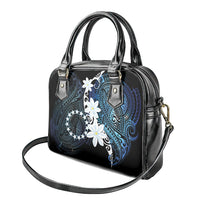 Cook Islands Maori Language Week Shoulder Handbag Tiare Maori Kuki Airani Blue Pattern LT22 - Polynesian Pride