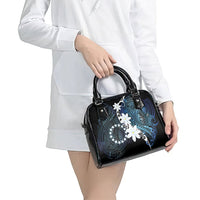 Cook Islands Maori Language Week Shoulder Handbag Tiare Maori Kuki Airani Blue Pattern LT22 - Polynesian Pride