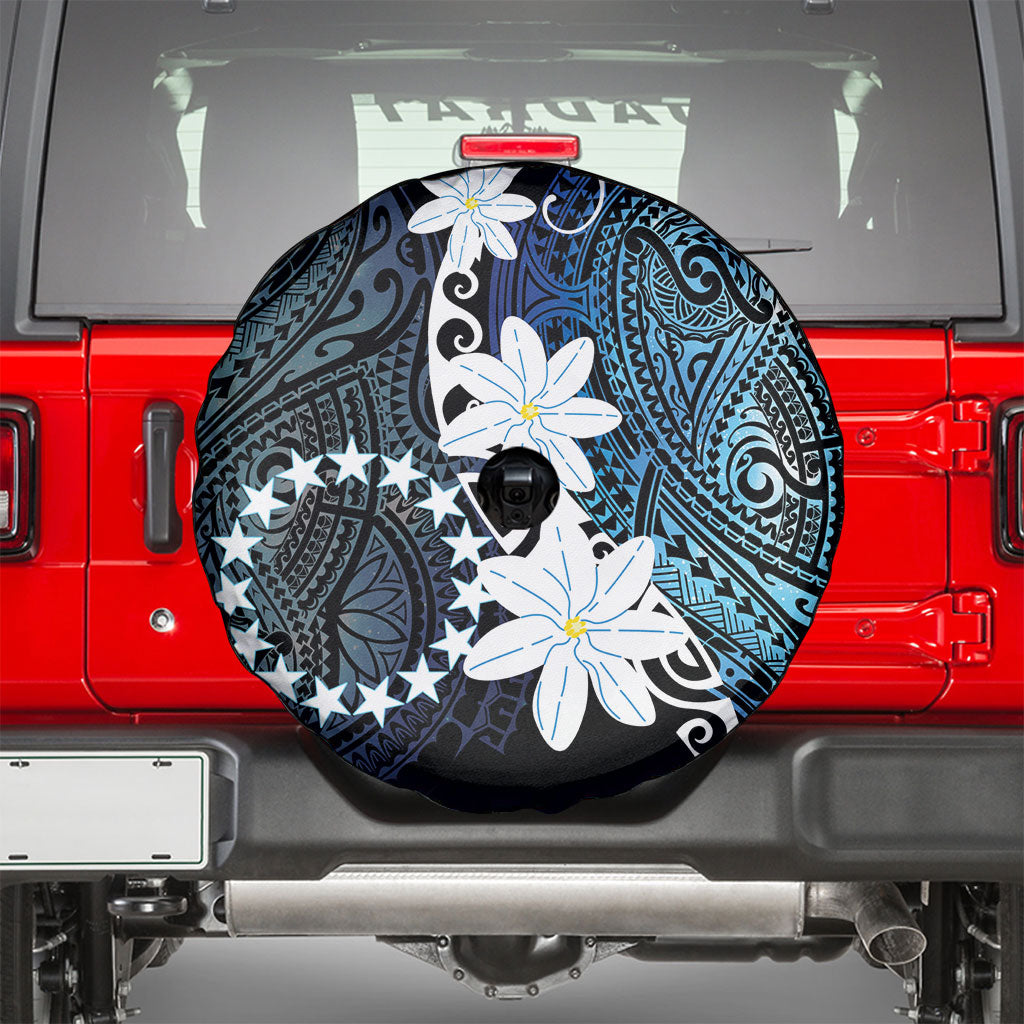 Cook Islands Maori Language Week Spare Tire Cover Tiare Maori Kuki Airani Blue Pattern LT22 - Polynesian Pride