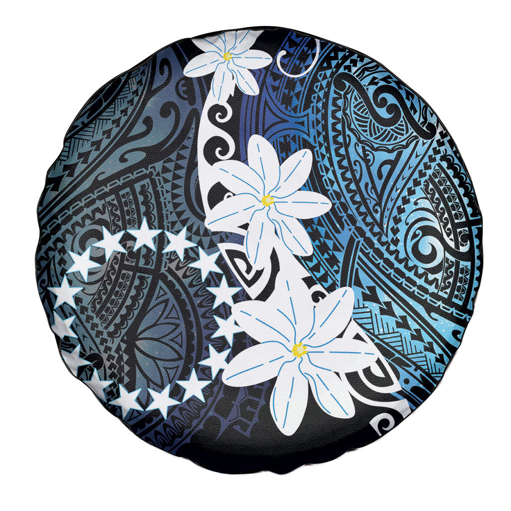 Cook Islands Maori Language Week Spare Tire Cover Tiare Maori Kuki Airani Blue Pattern LT22 - Polynesian Pride