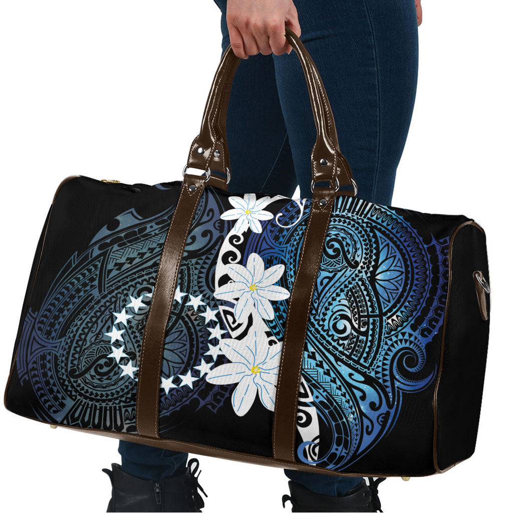 Cook Islands Maori Language Week Travel Bag Tiare Maori Kuki Airani Blue Pattern LT22 - Polynesian Pride