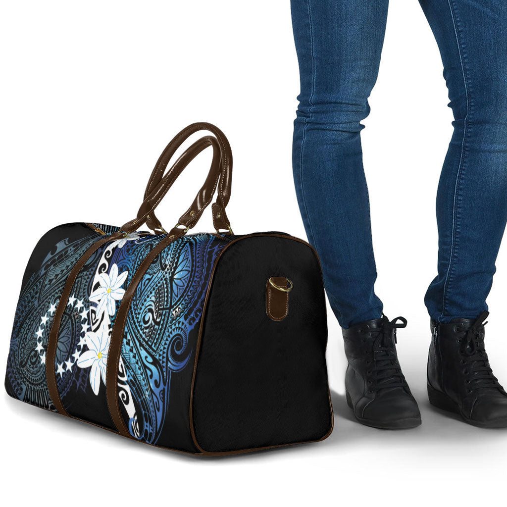 Cook Islands Maori Language Week Travel Bag Tiare Maori Kuki Airani Blue Pattern LT22 - Polynesian Pride