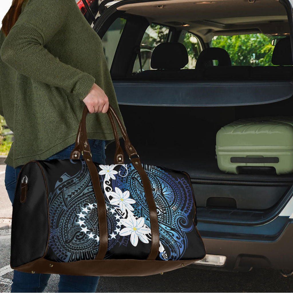 Cook Islands Maori Language Week Travel Bag Tiare Maori Kuki Airani Blue Pattern LT22 - Polynesian Pride