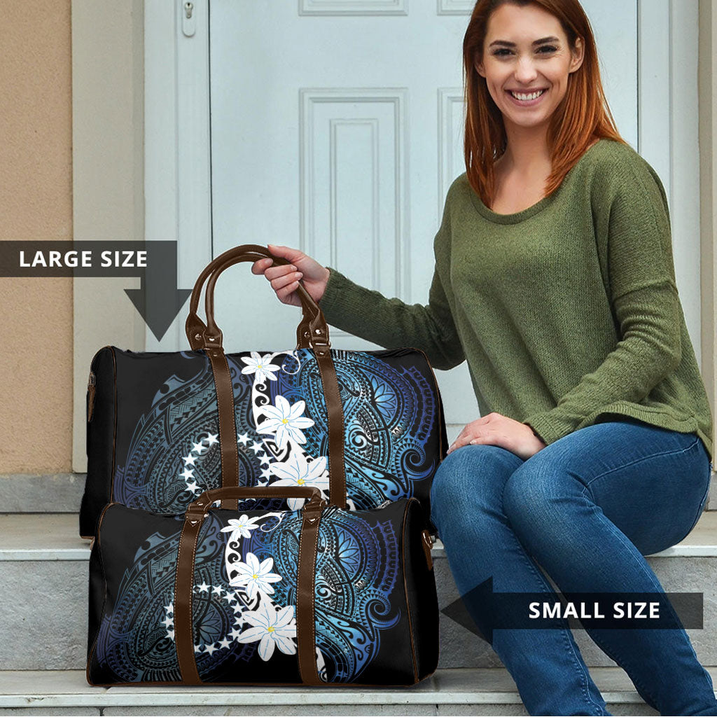 Cook Islands Maori Language Week Travel Bag Tiare Maori Kuki Airani Blue Pattern LT22 - Polynesian Pride