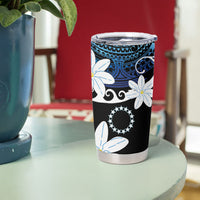 Cook Islands Maori Language Week Tumbler Cup Tiare Maori Kuki Airani Blue Pattern LT22 - Polynesian Pride