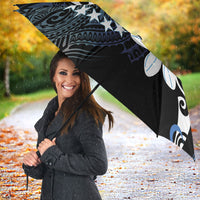 Cook Islands Maori Language Week Umbrella Tiare Maori Kuki Airani Blue Pattern LT22 - Polynesian Pride