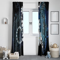 Cook Islands Maori Language Week Window Curtain Tiare Maori Kuki Airani Blue Pattern LT22 - Polynesian Pride