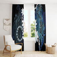Cook Islands Maori Language Week Window Curtain Tiare Maori Kuki Airani Blue Pattern LT22 - Polynesian Pride