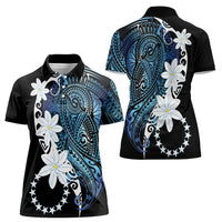 Cook Islands Maori Language Week Women Polo Shirt Tiare Maori Kuki Airani Blue Pattern LT22 - Polynesian Pride