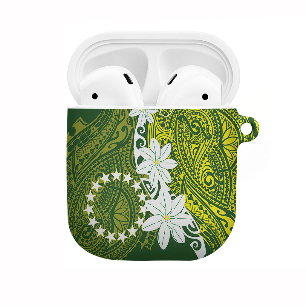Cook Islands Maori Language Week AirPods Case Tiare Maori Kuki Airani Green Pattern LT22 Green - Polynesian Pride