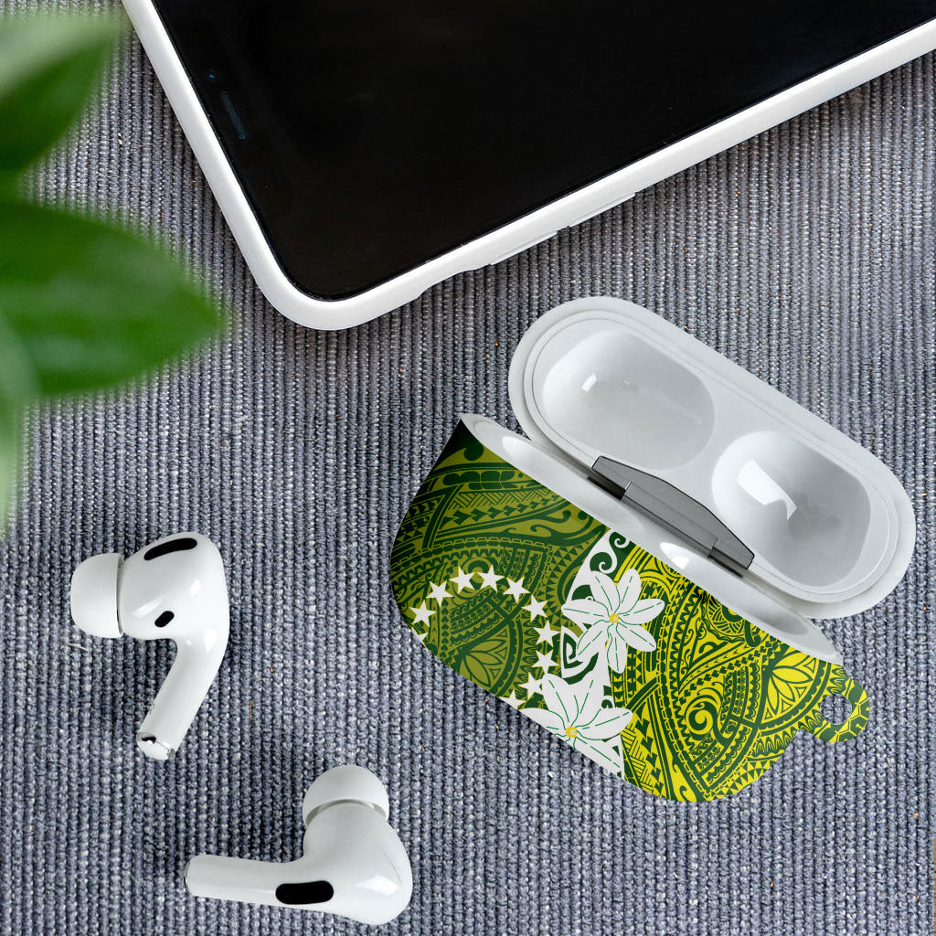 Cook Islands Maori Language Week AirPods Case Tiare Maori Kuki Airani Green Pattern LT22 - Polynesian Pride