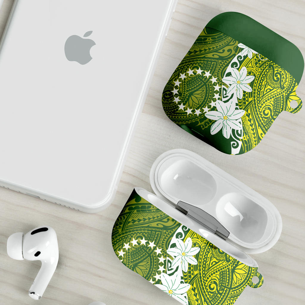Cook Islands Maori Language Week AirPods Case Tiare Maori Kuki Airani Green Pattern LT22 - Polynesian Pride
