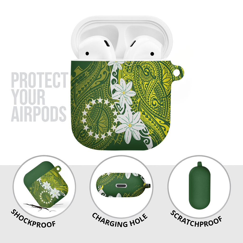 Cook Islands Maori Language Week AirPods Case Tiare Maori Kuki Airani Green Pattern LT22 - Polynesian Pride