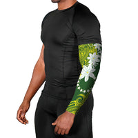 Cook Islands Maori Language Week Arm Sleeves Tiare Maori Kuki Airani Green Pattern LT22 - Polynesian Pride