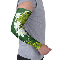 Cook Islands Maori Language Week Arm Sleeves Tiare Maori Kuki Airani Green Pattern LT22 - Polynesian Pride