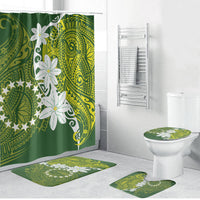 Cook Islands Maori Language Week Bathroom Set Tiare Maori Kuki Airani Green Pattern LT22 Bathroom Set (4 pcs) Green - Polynesian Pride