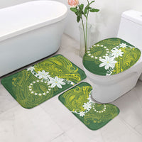 Cook Islands Maori Language Week Bathroom Set Tiare Maori Kuki Airani Green Pattern LT22 - Polynesian Pride