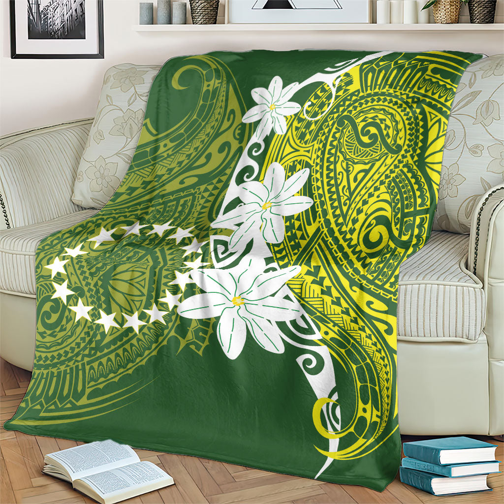Cook Islands Maori Language Week Blanket Tiare Maori Kuki Airani Green Pattern LT22 - Polynesian Pride