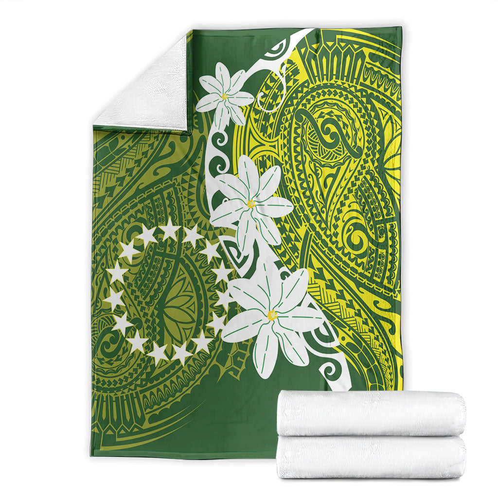 Cook Islands Maori Language Week Blanket Tiare Maori Kuki Airani Green Pattern LT22 - Polynesian Pride
