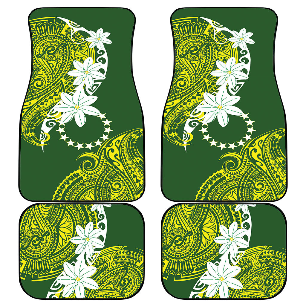 Cook Islands Maori Language Week Car Mats Tiare Maori Kuki Airani Green Pattern LT22 - Polynesian Pride