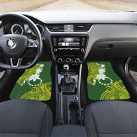 Cook Islands Maori Language Week Car Mats Tiare Maori Kuki Airani Green Pattern LT22 Set 2pcs - Front Green - Polynesian Pride