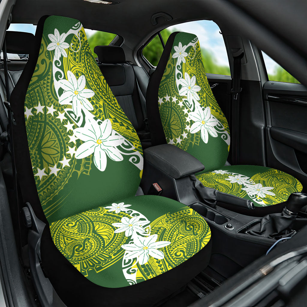 Cook Islands Maori Language Week Car Seat Cover Tiare Maori Kuki Airani Green Pattern LT22 One Size Green - Polynesian Pride