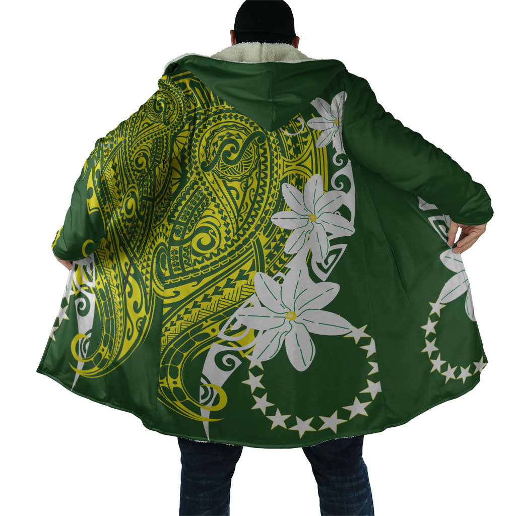Cook Islands Maori Language Week Cloak Tiare Maori Kuki Airani Green Pattern LT22 - Polynesian Pride