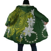 Cook Islands Maori Language Week Cloak Tiare Maori Kuki Airani Green Pattern LT22 - Polynesian Pride