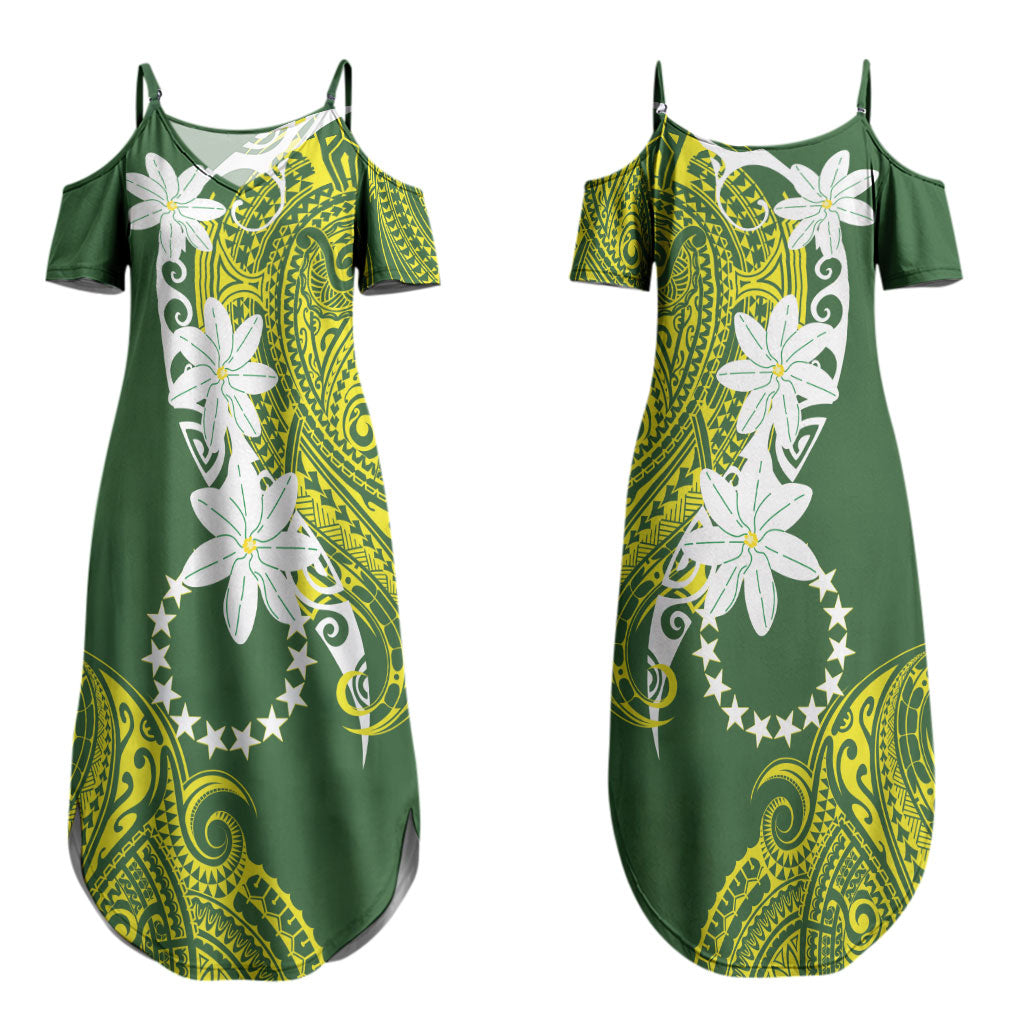 Cook Islands Maori Language Week Couples Matching Summer Maxi Dress and Hawaiian Shirt Tiare Maori Kuki Airani Green Pattern LT22 - Polynesian Pride