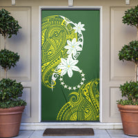 Cook Islands Maori Language Week Door Cover Tiare Maori Kuki Airani Green Pattern LT22 Green - Polynesian Pride