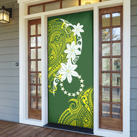 Cook Islands Maori Language Week Door Cover Tiare Maori Kuki Airani Green Pattern LT22 - Polynesian Pride