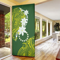 Cook Islands Maori Language Week Door Cover Tiare Maori Kuki Airani Green Pattern LT22 - Polynesian Pride