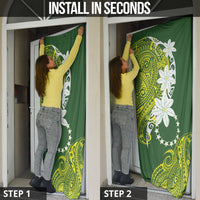 Cook Islands Maori Language Week Door Cover Tiare Maori Kuki Airani Green Pattern LT22 - Polynesian Pride