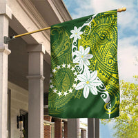 Cook Islands Maori Language Week Garden Flag Tiare Maori Kuki Airani Green Pattern LT22 House Flag Green - Polynesian Pride