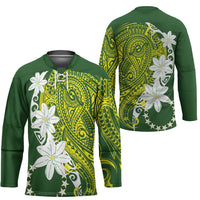 Cook Islands Maori Language Week Hockey Jersey Tiare Maori Kuki Airani Green Pattern LT22 - Polynesian Pride