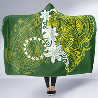 Cook Islands Maori Language Week Hooded Blanket Tiare Maori Kuki Airani Green Pattern LT22 One Size Green - Polynesian Pride
