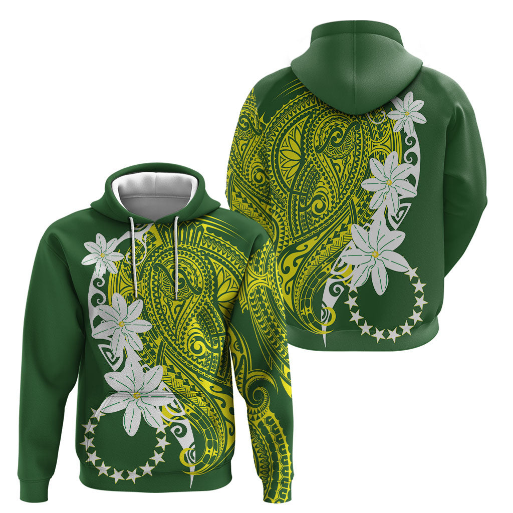 Cook Islands Maori Language Week Hoodie Tiare Maori Kuki Airani Green Pattern LT22 - Polynesian Pride