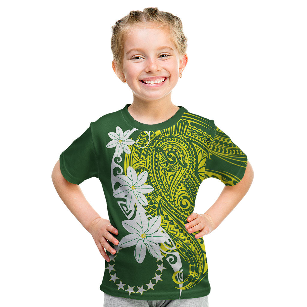 Cook Islands Maori Language Week Kid T Shirt Tiare Maori Kuki Airani Green Pattern LT22 Green - Polynesian Pride