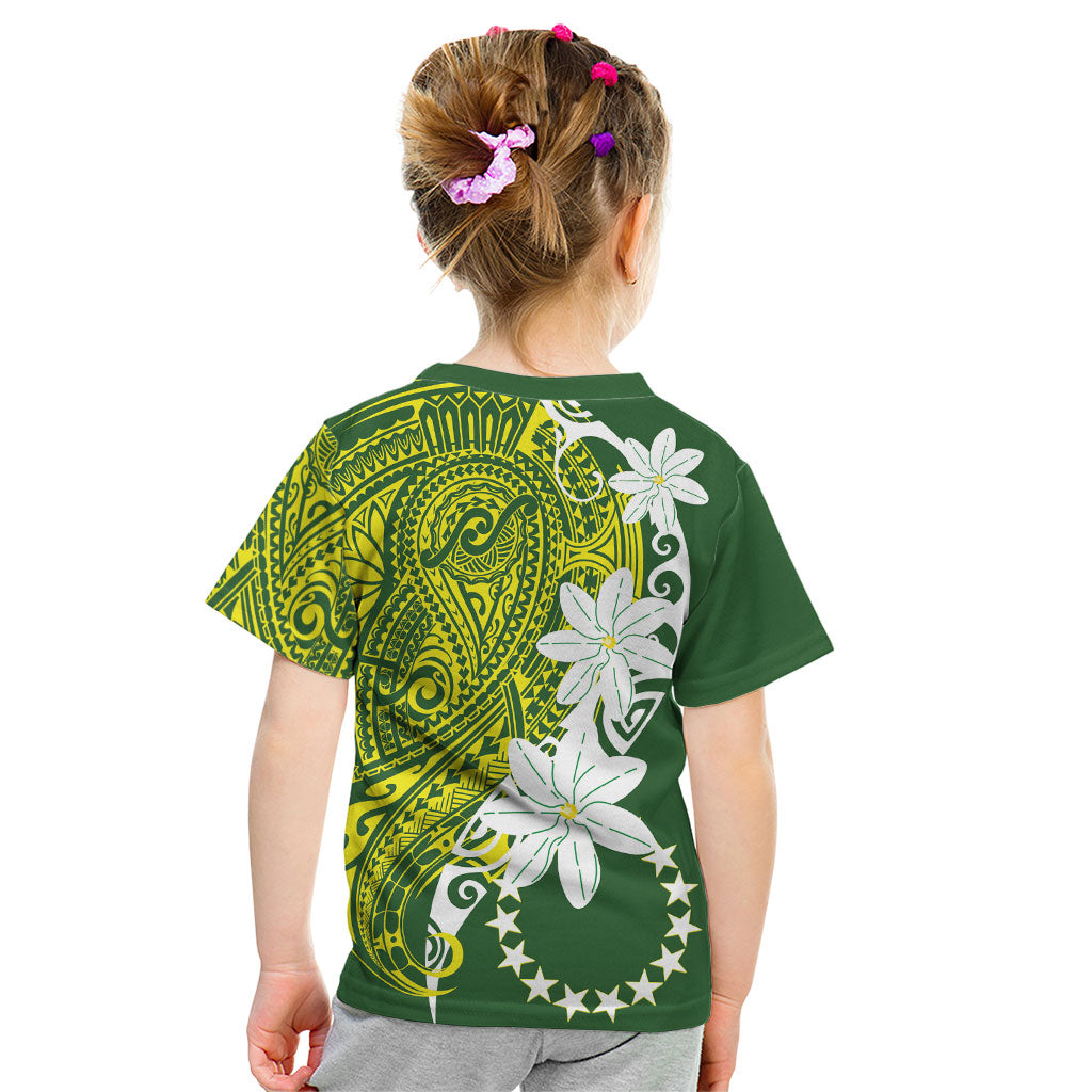 Cook Islands Maori Language Week Kid T Shirt Tiare Maori Kuki Airani Green Pattern LT22 - Polynesian Pride