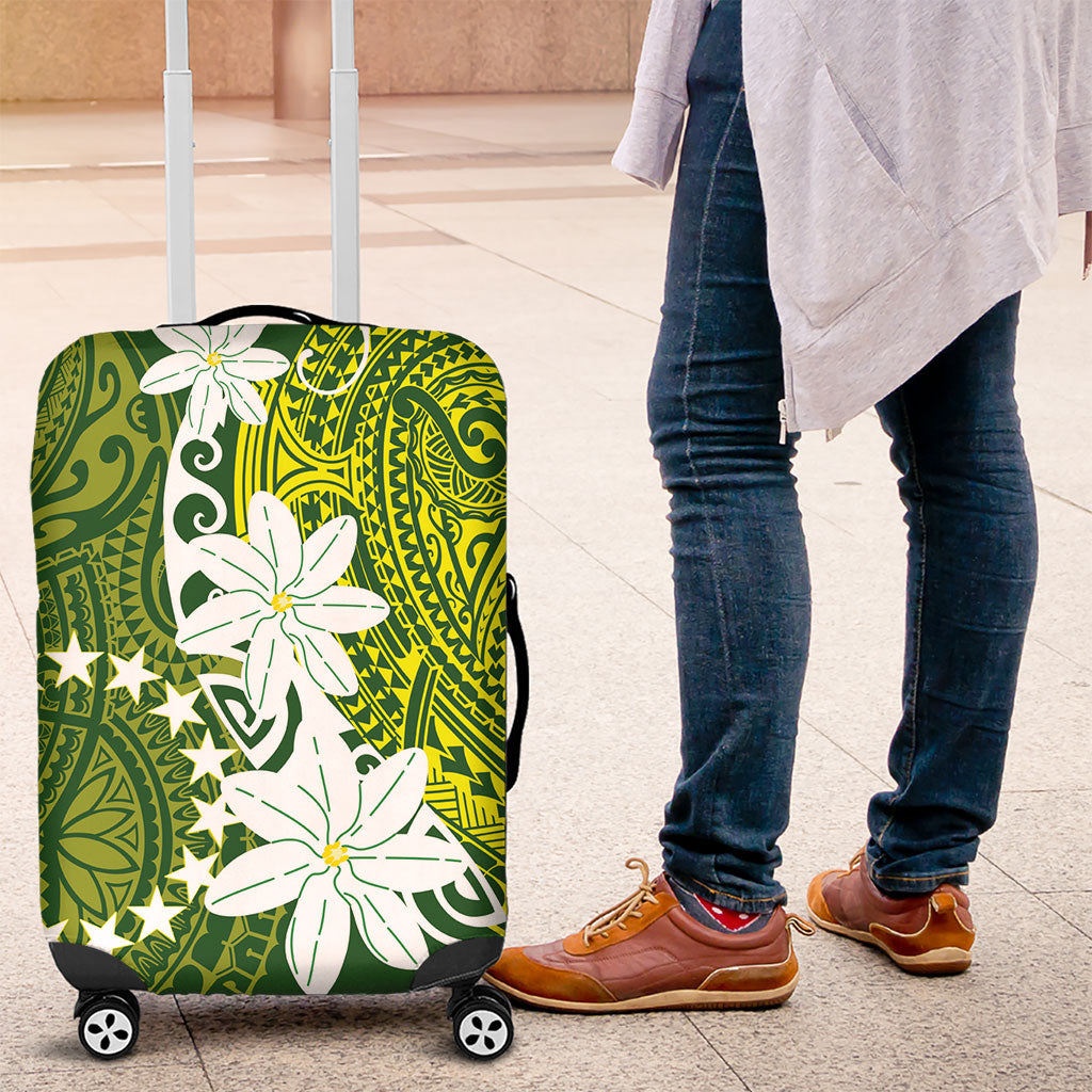 Cook Islands Maori Language Week Luggage Cover Tiare Maori Kuki Airani Green Pattern LT22 Green - Polynesian Pride