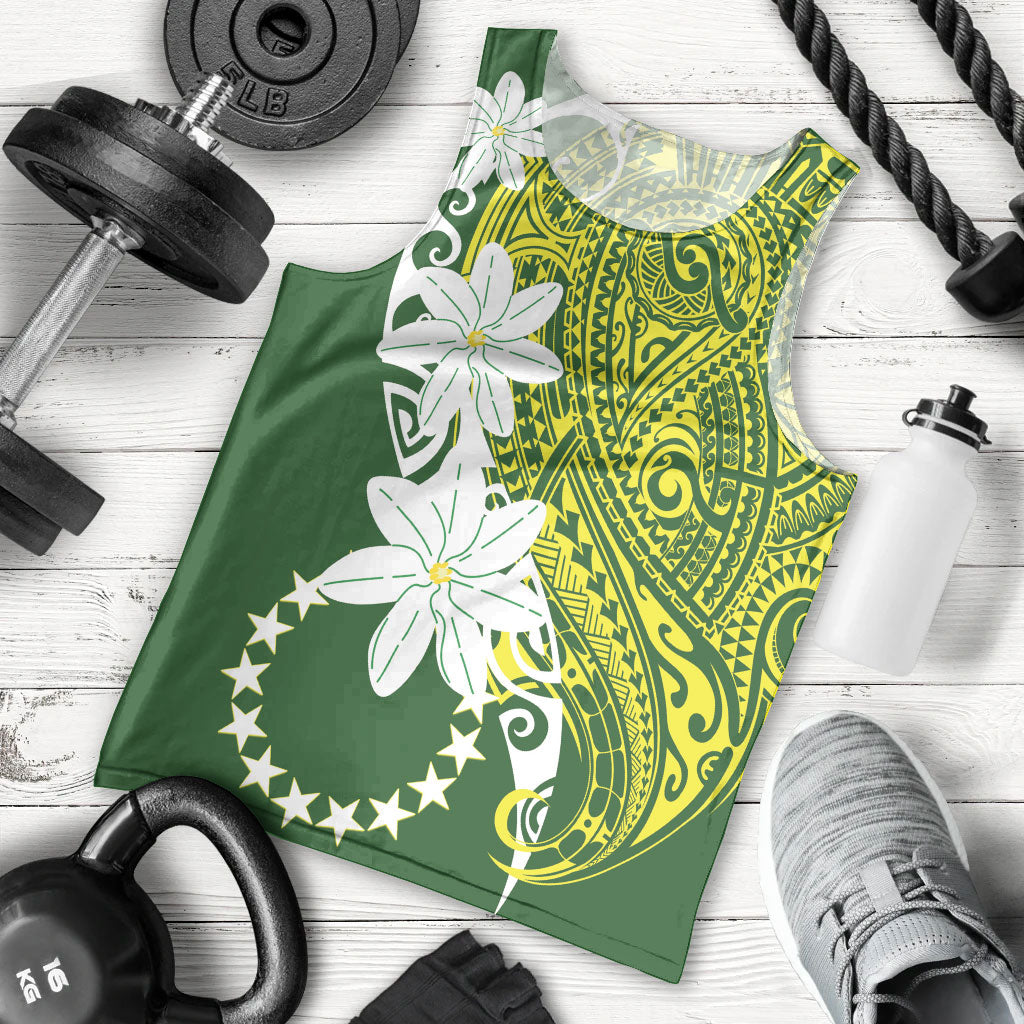Cook Islands Maori Language Week Men Tank Top Tiare Maori Kuki Airani Green Pattern LT22 - Polynesian Pride