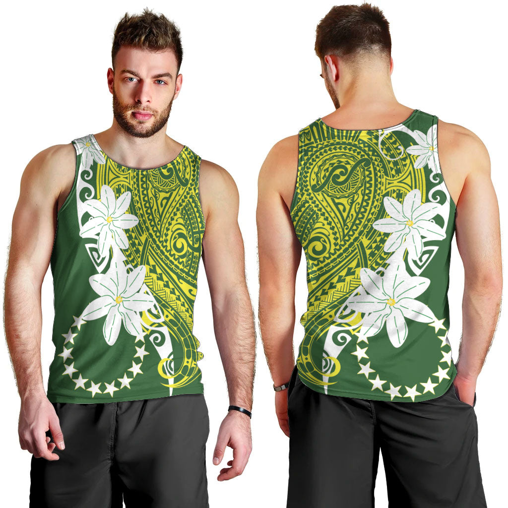 Cook Islands Maori Language Week Men Tank Top Tiare Maori Kuki Airani Green Pattern LT22 - Polynesian Pride